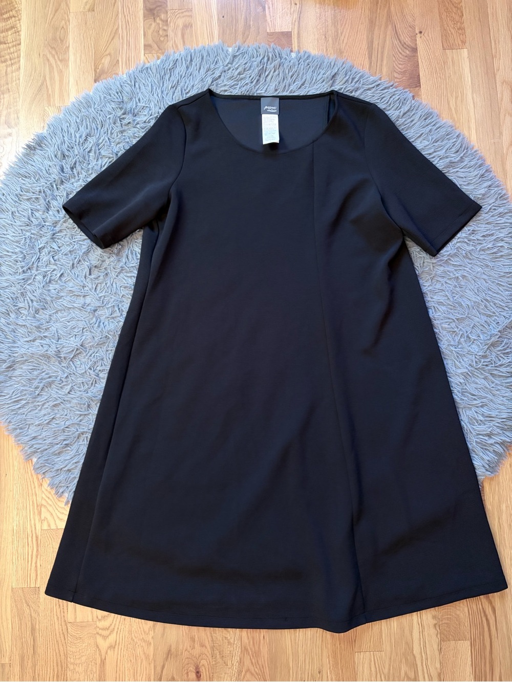 Max Mara Marina Rinaldy Black A-Line Short Sleeve Midi Jersey Dress Size XL